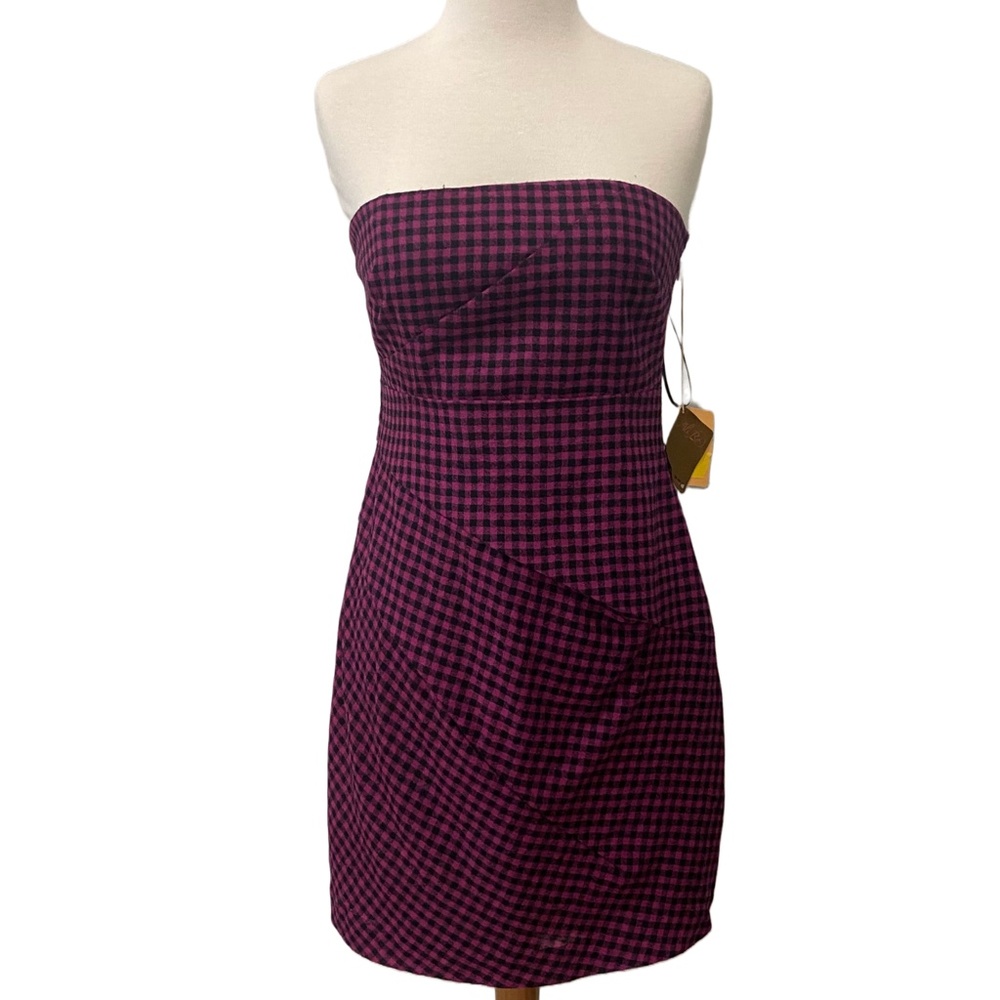 COPY - ALI RO Pink Gingham Strapless Dress sz 4 NWT